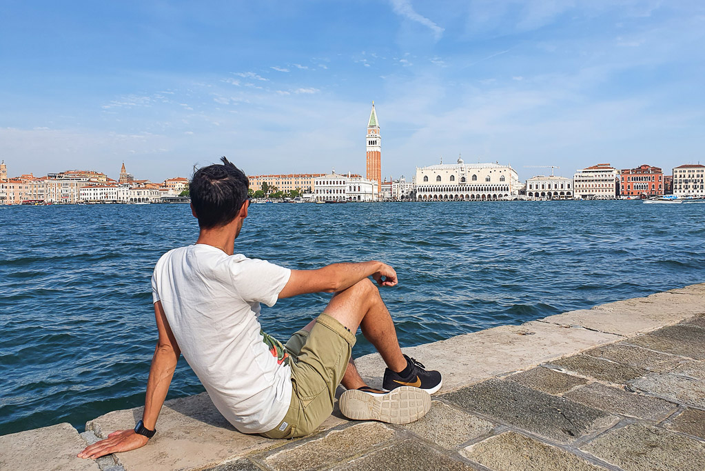 Venetië skyline van San Giorgio Maggiore