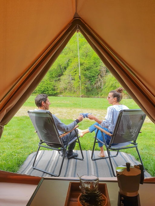 Koffie aan onze tipi tent