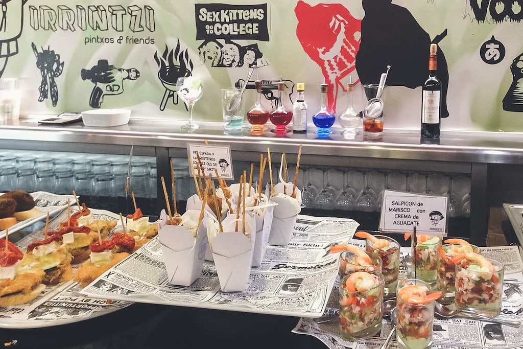 Pintxos in Bar Irrintzi in Spanje