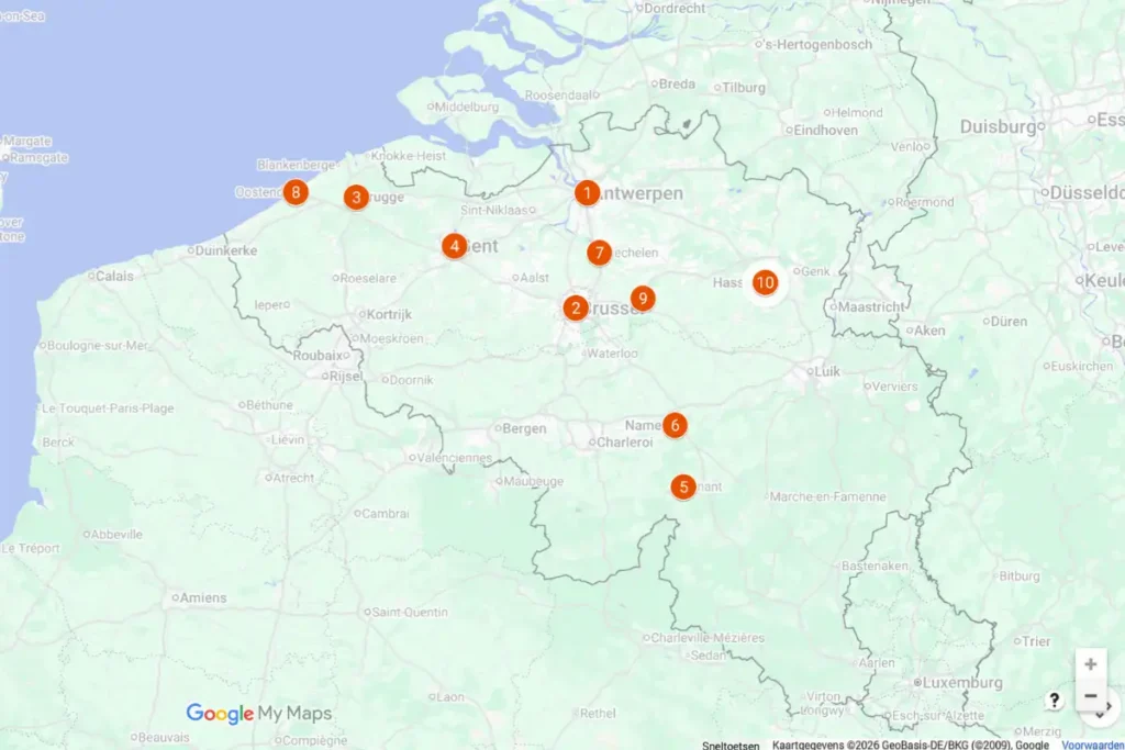 Kaart met de mooiste en leukste steden van België: onze favorieten & tips